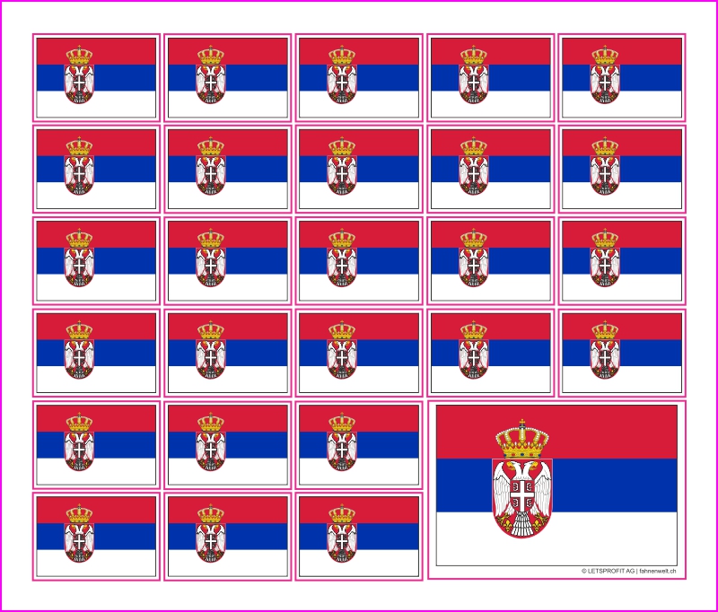 Aufkleber Serbien mit Wappen Flagge Fahne 8 x 5 cm Autoaufkleber Sticker 