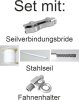 Ersatzset für Fahnenmast mit Stahlseil (Stahlseil, Seilverbindungsbride und Fahnenhalter)