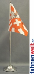 Schweiz Tisch-Fahne DeLuxe ohne Ständer geflammt | 16 x 16 cm