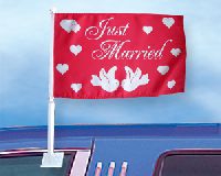 Just Married Auto-Fahne gedruckt im Querformat | 27 x 45 cm