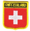 Patch Sticker zum aufbügeln Schild Schweiz mit Schriftzug | 6 x 7 cm