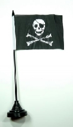 Piraten mit Knochen Tisch-Fahne mit Fuss | 10 x 15 cm