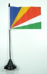 Seychellen Tisch-Fahne mit Fuss | 10 x 15 cm