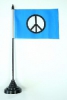 Peace blau Tisch-Fahne mit Fuss | 10 x 15 cm