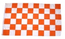 Fan-Fahne im Karo Design orange / weiss | 90 x 150  cm