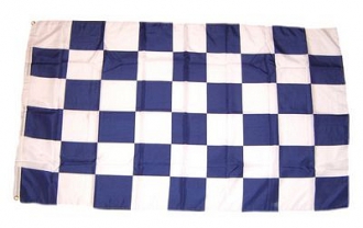 Fan-Fahne im Karo Design blau / weiss | 90 x 150  cm