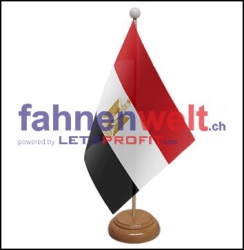 Ägypten Tisch-Fahne aus Stoff mit Holzsockel | 22.5 x 15 cm