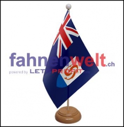 Anguilla Tisch-Fahne aus Stoff mit Holzsockel | 22.5 x 15 cm