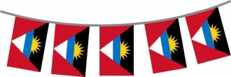 Fahnenkette Antigua und Barbuda gedruckt aus Stoff | 30 Fahnen 15 x 22.5 cm 9 m langnen 15 x 22.5 cm