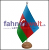 Aserbaidschan Tisch-Fahne aus Stoff mit Holzsockel | 22.5 x 15 cm
