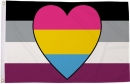 Asexual Panromantic mit Herz Fahne aus Stoff | 90 x 150 cm