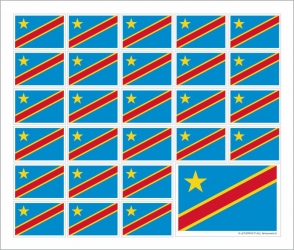 Aufkleber Kongo Demokratische Republik auf Bogen | 12.5 x 10.5 cm
