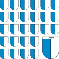 Aufkleber Sticker Luzern mit grosser und 26 kleinen Wappen