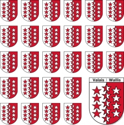 Aufkleber Sticker Wallis/Valais mit grosser und 26 kleinen Wappen