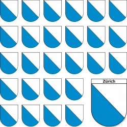Aufkleber Sticker Zürich mit grosser und 26 kleinen Wappen
