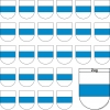 Aufkleber Sticker Zug mit grosser und 26 kleinen Wappen