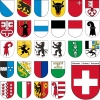 Aufkleber Sticker grosse Wappen Schweiz und 26 kleinen Kantonswappen