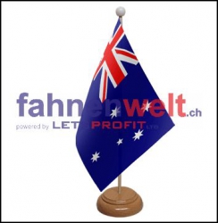 Australien Tisch-Fahne aus Stoff mit Holzsockel | 22.5 x 15 cm