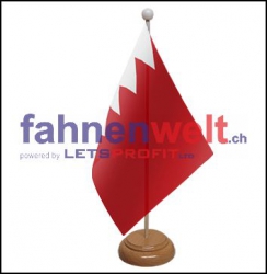 Bahrain Tisch-Fahne aus Stoff mit Holzsockel | 22.5 x 15 cm
