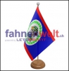 Belize Tisch-Fahne aus Stoff mit Holzsockel | 22.5 x 15 cm