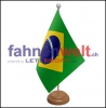 Brasilien Tisch-Fahne aus Stoff mit Holzsockel | 22.5 x 15 cm