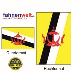 BRUNEI DARUSSALAM Fahne in Top-Qualität gedruckt im Hoch- und Querformat | diverse Grössen