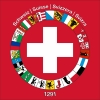 ⁑ Fahne Schweiz mit Kantonen in Ring | 120 x 120 cm