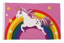 Einhorn / Unicorn mit Regenbogen Fahne aus Stoff | 90 x 150 cm