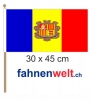 Andorra Fahne am Stab gedruckt | 30 x 45 cm