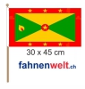 Grenada Fahne am Stab gedruckt | 30 x 45 cm