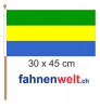 Gabun Fahne / Flagge am Stab | 30 x 45 cm