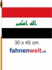 Irak Fahne am Stab gedruckt | 30 x 45 cm