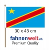 Kongo, Demokratische Republik Fahne / Flagge am Stab | 30 x 45 cm