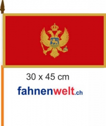 Montenegro Fahne / Flagge am Stab | 30 x 45 cm