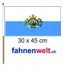 San Marino Fahne am Stab gedruckt | 30 x 45 cm