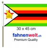 Simbabwe / Zimbabwe Fahne / Flagge am Stab | 30 x 45 cm