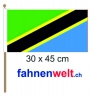 Tansania Fahne am Stab gedruckt | 30 x 45 cm
