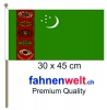 Turkmenistan Fahne / Flagge am Stab | 30 x 45 cm