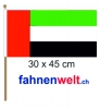 Vereinigte Arabische Emirate Fahne am Stab gedruckt | 30 x 45 cm