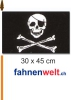 Pirat mit Knochen Fahne / Flagge am Stab | 30 x 45 cm