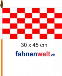 Fan-Fahne rot/weiss Fahne / Flagge am Stab  | 30 x 45 cm