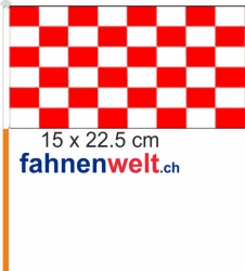 Fan-Fahne rot/weiss Fahne / Flagge am Stab  Pack à 4 Stück | 15.5 x 23 cm