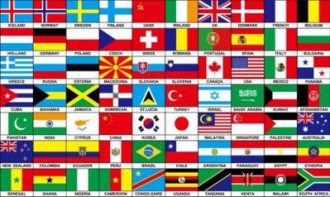 Fahne mit 70 Ländern gedruckt | 90 x 150 cm