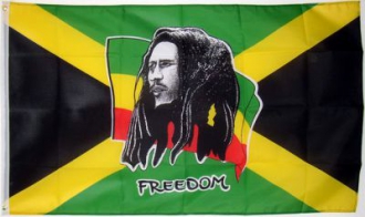 Bob Marley mit Jamaika Fahne gedruckt | 60 x 90 cm