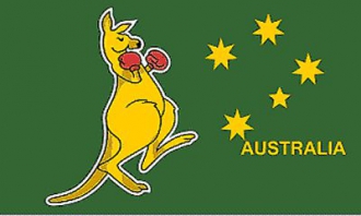 Boxendes Känguruh Fahne gedruckt | 90 x 150 cm
