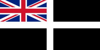 Cornwall mit Grossbritannien Fahne gedruckt / Cornwall Ensign | 90 x 150 cm