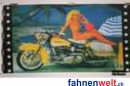 Frau auf dem Motorrad / Girl & Motorcycle  Fahne gedruckt | 90 x 150 cm