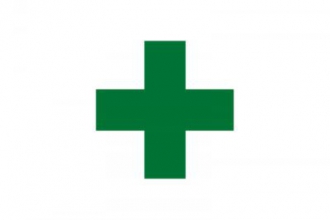 Grünes Kreuz / Green Cross Fahne gedruckt | 60 x 90 cm