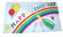 Happy Birthday / Geburtag mit Flasche Fahne gedruckt | 60 x 90 cm