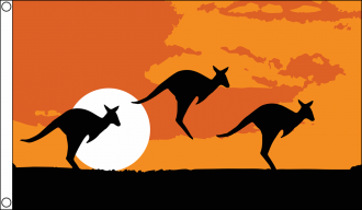 Känguru / Kangaroo Fahne aus Stoff | 90 x 150 cm